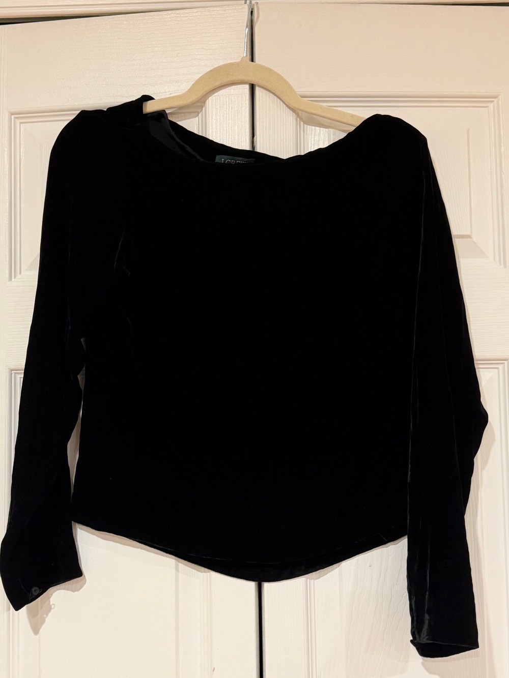 J. Crew Black Velvet Long-Sleeve blouse